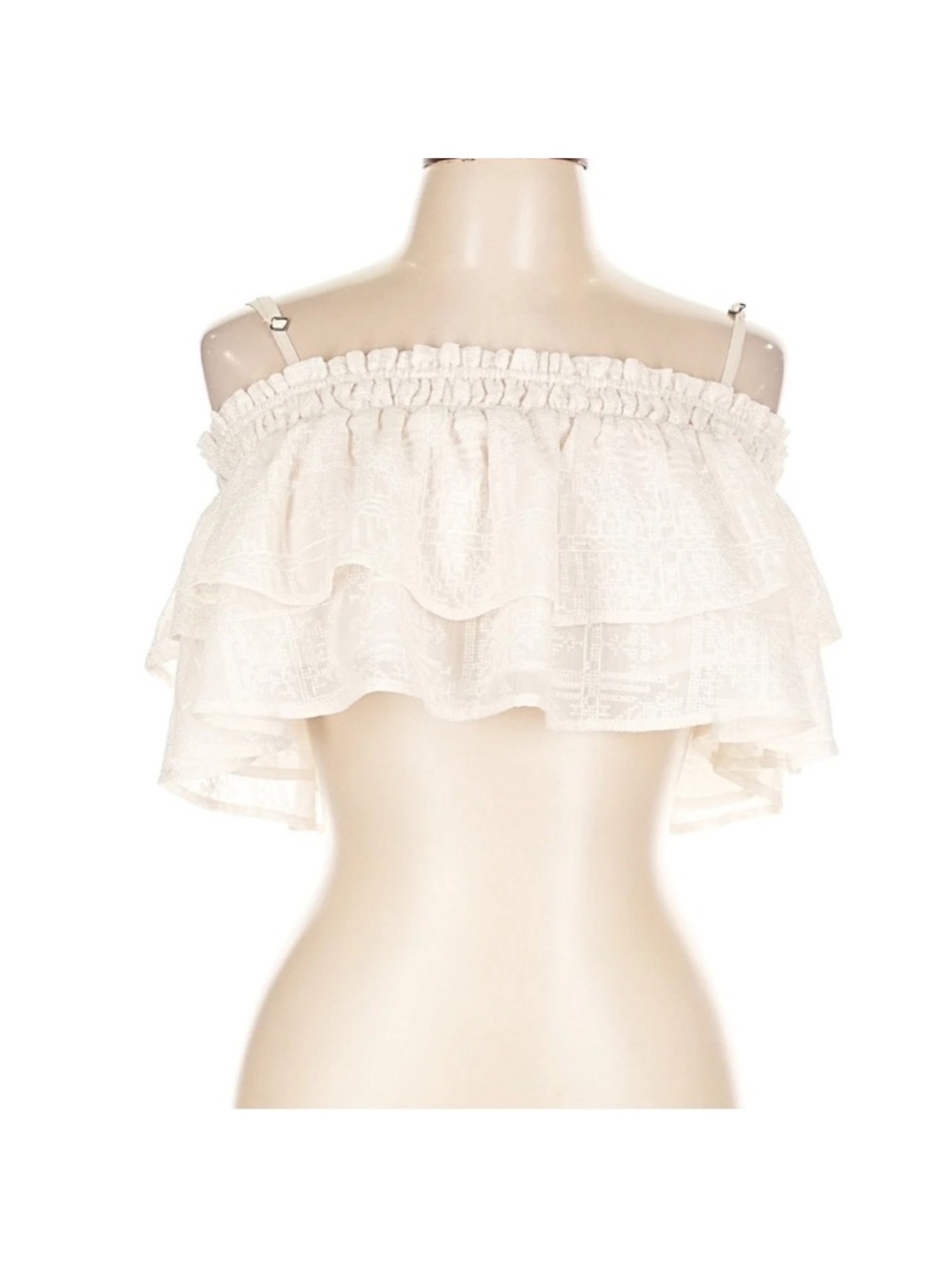 Tularosa Stella Lace Boho Ruffle Crop Top Women’s Large - Picture 2 of 7